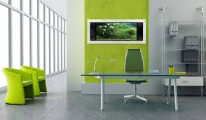 working room with blue and green